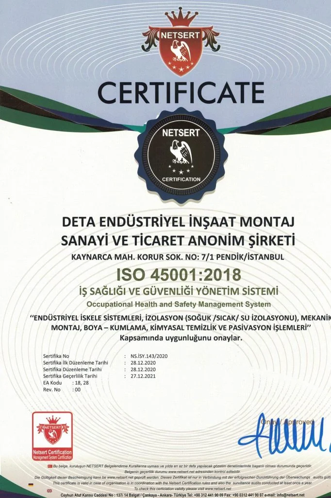 Deta Endüstri ISO 45001:2018